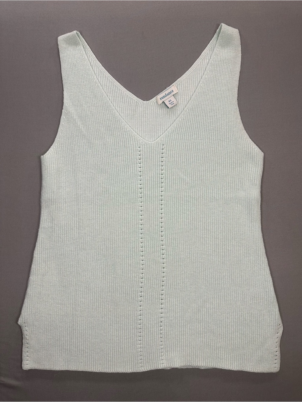 Sundance Baylee Sweater Tank Top, V-Neck Knit w/ Pointelle - Womens XS